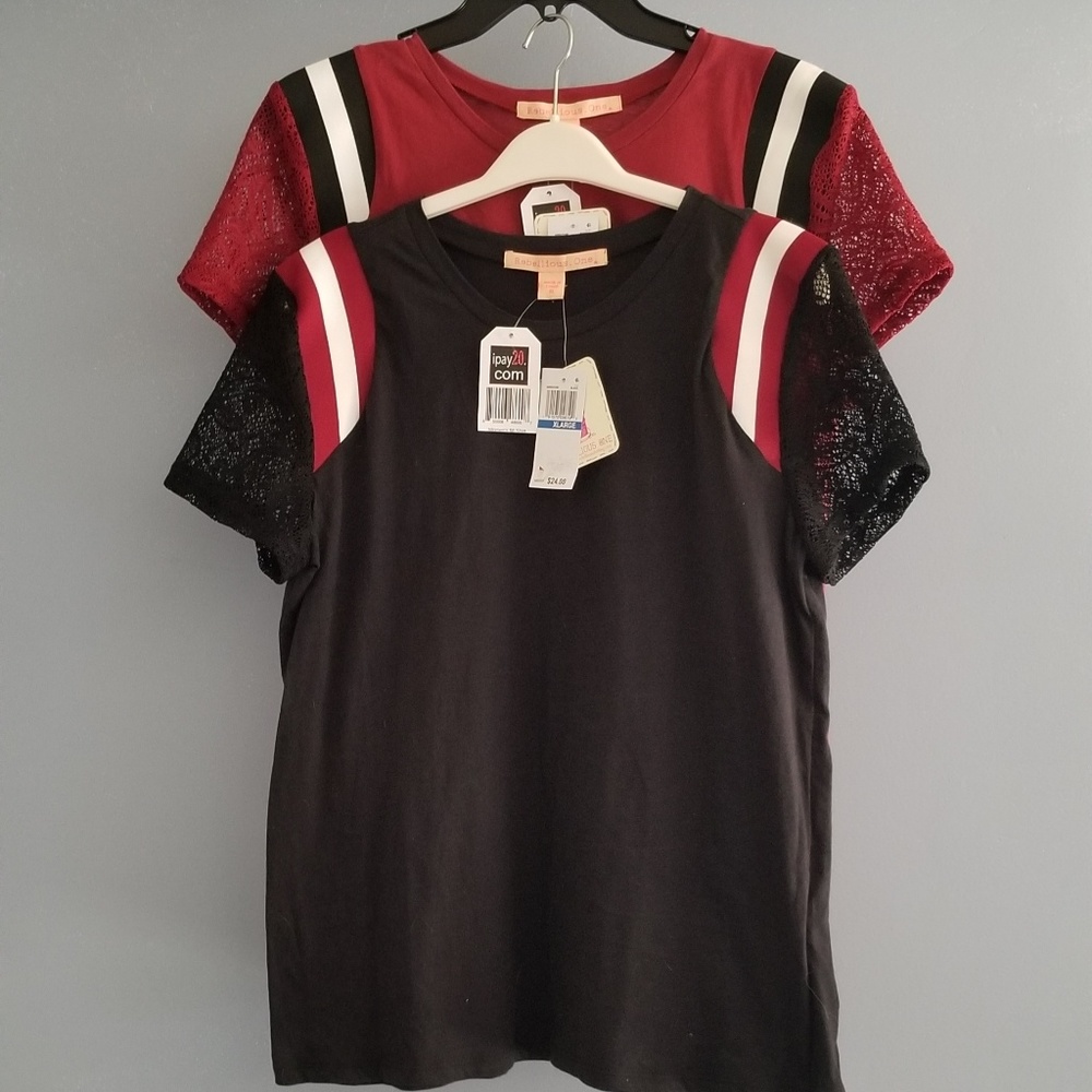 Lace Sleeved Black And Maroon Shirts